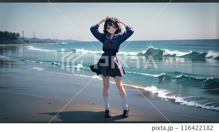 波打ち際の女子高生 116422182