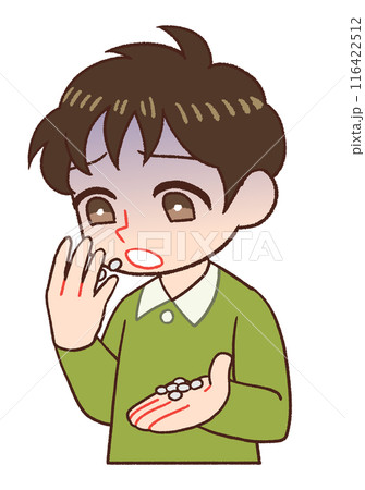 薬に頼る子供のイラスト、オーバードーズ 116422512