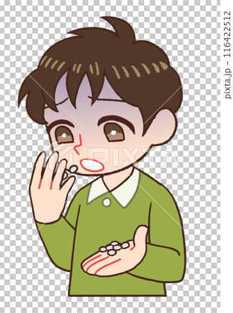 薬に頼る子供のイラスト、オーバードーズ 116422512
