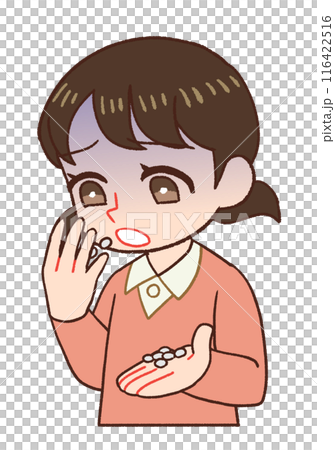 Illustration of a child addicted to drugs, overdosing 116422516