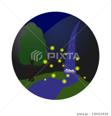 円形に描いたホタルの沢の風景 116422638