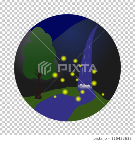 円形に描いたホタルの沢の風景 116422638