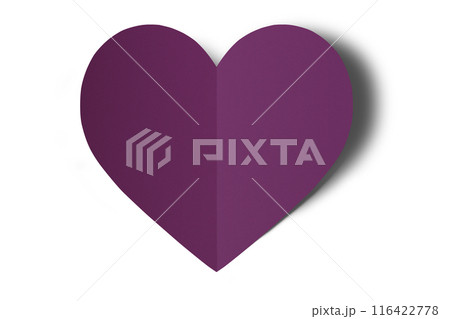 Dark purple origami paper heart isolated on white background. Dark purple origami paper heart isolated on white background. 116422778