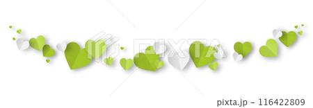 Green origami paper heart isolated on white background. 116422809
