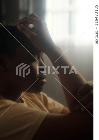 Young stressed African American woman 116423135