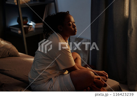 Sad woman thinking about past times Sad woman thinking about past times 116423239