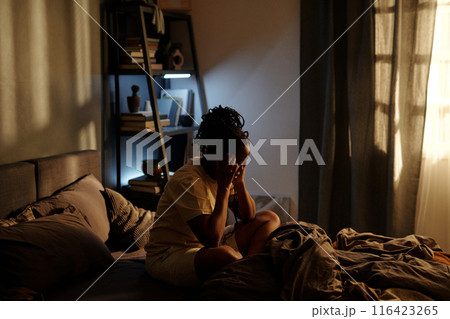 Woman suffering from insomnia or PTSD 116423265