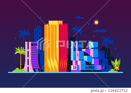 Modern streets of India - colored vector illustration 116423712