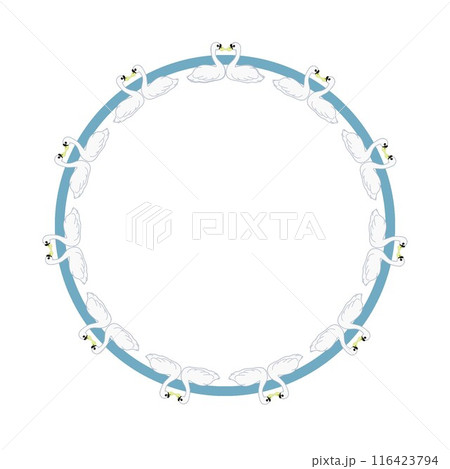 白鳥の円形飾り枠イラスト 116423794