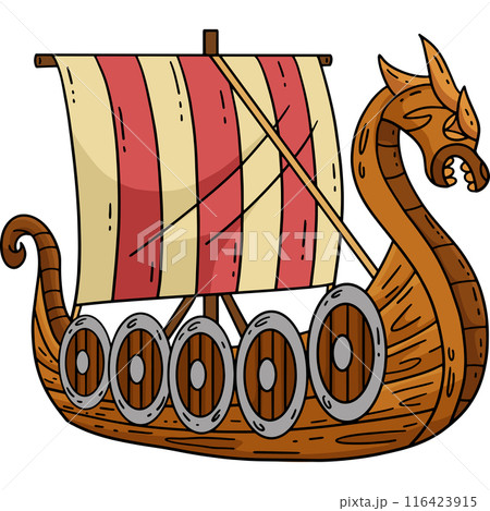 Viking Ship Cartoon Colored Clipart Illustration Viking Ship Cartoon Colored Clipart Illustration 116423915