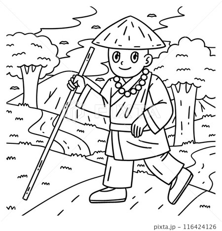 Buddhism Buddhist Pilgrim Coloring Page for Kids 116424126