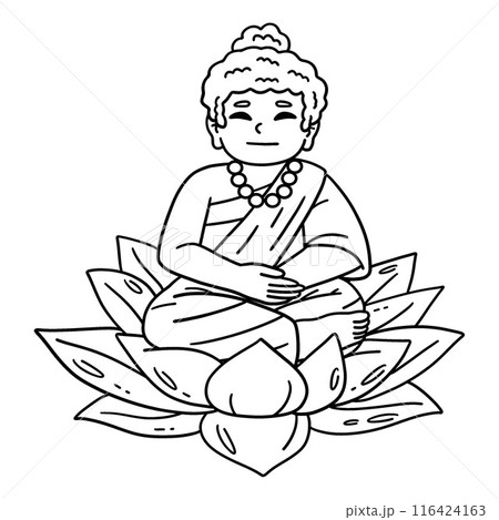 Buddhism Buddha Sitting on Lotus Flower Isolated Buddhism Buddha Sitting on Lotus Flower Isolated 116424163