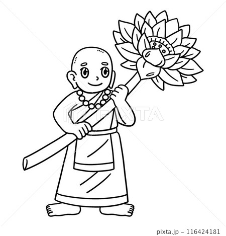 Buddhism Buddha with Giant Lotus Flower Isolated  116424181