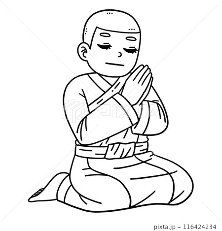 Buddhism Female Buddhist Offering Prayer Isolated 116424234