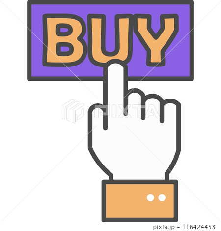 Hand pushing buy button vector icon 116424453