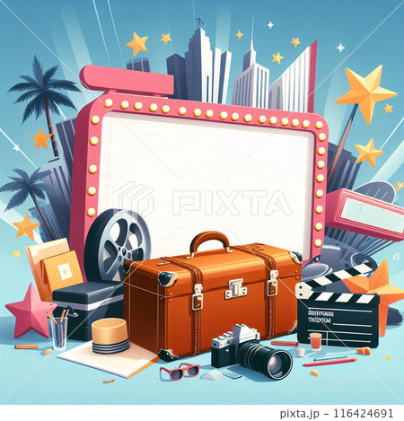 Vector Style Vacation holiday mockup with copy space for different touristic summer destinations 116424691