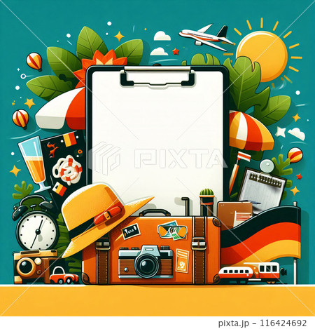 Vector Style Vacation holiday mockup with copy space for different touristic summer destinations 116424692