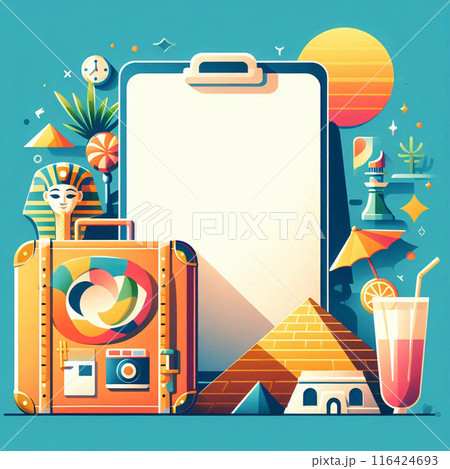 Vector Style Vacation holiday mockup with copy space for different touristic summer destinations 116424693