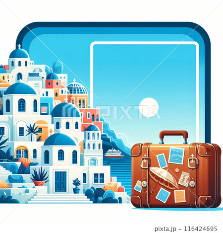 Vector Style Vacation holiday mockup with copy space for different touristic summer destinations 116424695