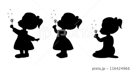 Little girl blowing dandelions, cute little girl blowing dandelions 116424968
