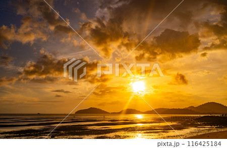 Landscape Long exposure of majestic clouds in the sky sunset or sunrise over sea with reflection in the tropical sea.Beautiful cloudscape scenery.Amazing light of nature Landscape nature background Landscape Long exposure of majestic clouds in the sky sunset or sunrise over sea with reflection in the tropical sea.Beautiful cloudscape scenery.Amazing light of nature Landscape nature background 116425184