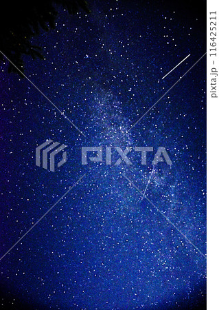 沢山の星と人工衛星の軌跡 116425211