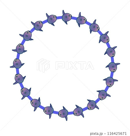 マンボウの円形飾り枠イラスト 116425671