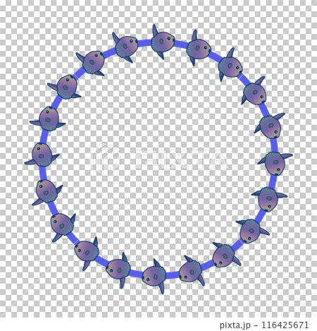 マンボウの円形飾り枠イラスト 116425671