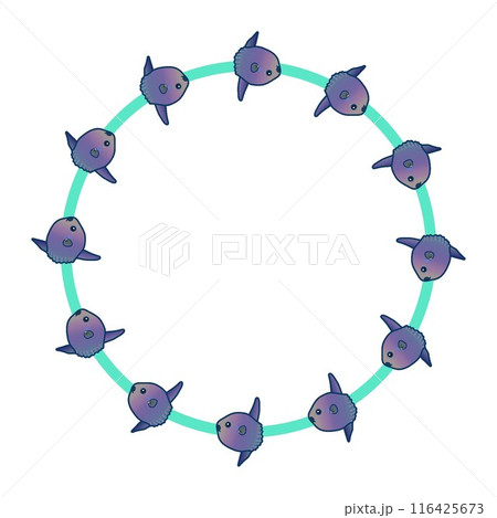 マンボウの円形飾り枠イラスト 116425673