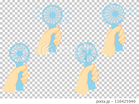 一組手握方便粉絲的插畫_藍色 116425940