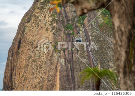 Tourists in Funicular Overlooking Rio s Sugarloaf Mountain Vista 116426309