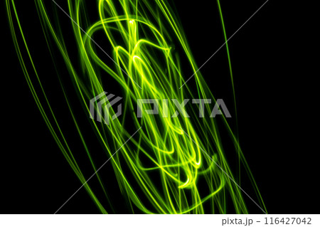 グリーンカラー系光跡　(背景素材) 116427042