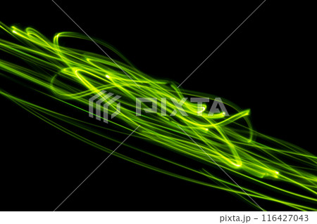 グリーンカラー系光跡　(背景素材) 116427043