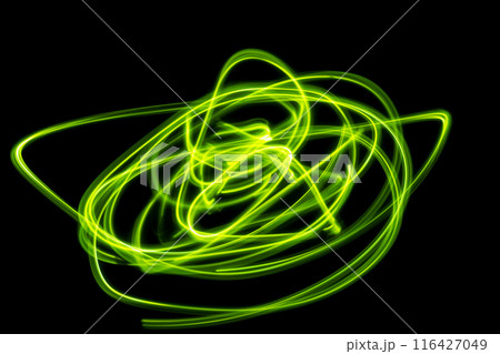 グリーンカラー系光跡　(背景素材) 116427049