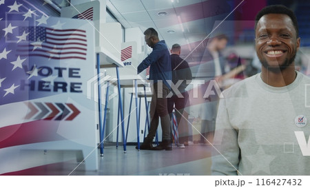 Montage of multiethnic US citizens and highlights from polling stations Montage of multiethnic US citizens and highlights from polling stations 116427432