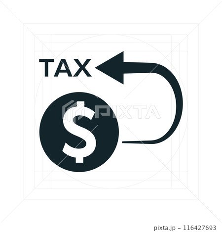 Tax Refund Icon A vector illustration in monochrome, depicted entirely filled. 116427693