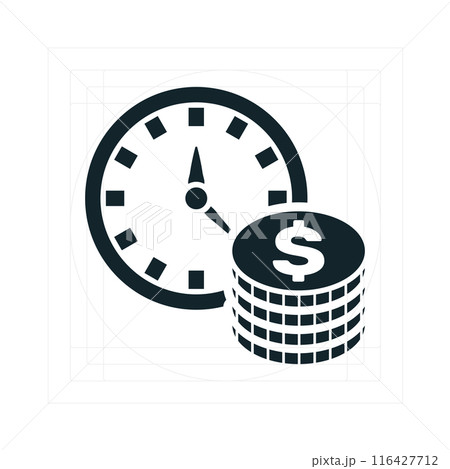 Financial Planning Icon A vector illustration in monochrome, depicted entirely filled. Financial Planning Icon A vector illustration in monochrome, depicted entirely filled. 116427712