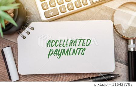 Accelerated payments concept. Making additional or increased payments on a mortgage loan with the goal of reducing the loan's principal balance more quickly. Real estate and finance. Accelerated payments concept. Making additional or increased payments on a mortgage loan with the goal of reducing the loan's principal balance more quickly. Real estate and finance. 116427795