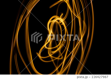 オレンジカラー系光跡　(背景素材) 116427987