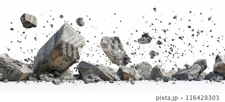 Falling stone. Pieces of cliff or soil splash...のイラスト素材 [116428303] - PIXTA