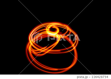 オレンジカラー系光跡イメージ　(背景素材) 116428734