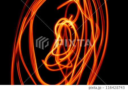 オレンジカラー系光跡イメージ (背景素材) オレンジカラー系光跡イメージ (背景素材) 116428743