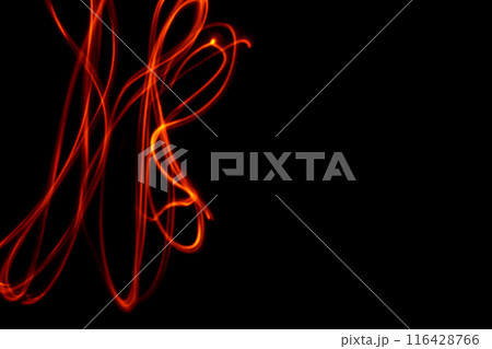 オレンジカラー系光跡イメージ　(背景素材) 116428766