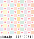 pink heart on colorful square seamless pattern 116429314