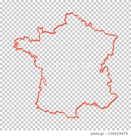 Simple and stylish hand-drawn blank map of France - red line map Simple and stylish hand-drawn blank map of France - red line map 116429470