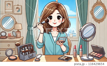 大人の女性がメイクしているイメージ 116429654
