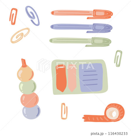 Vector Set of School Stationery Supplies flat design Vector Set of School Stationery Supplies flat design 116430233