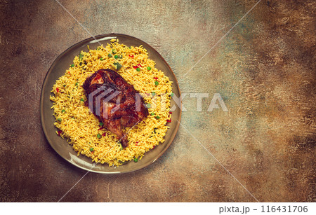 kabsa, rice with chicken, Saudi Arabian dish, national dish, homemade, no people, kabsa, rice with chicken, Saudi Arabian dish, national dish, homemade, no people, 116431706