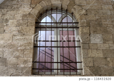 Small window as architectural housing construction in Israel. 116431920