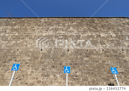 Road information signs on roads in Israel. 116432774